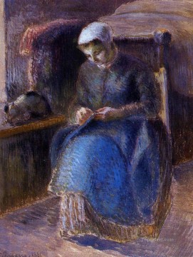 カミーユ・ピサロ Painting - 裁縫をする女性 1881年 カミーユ・ピサロ